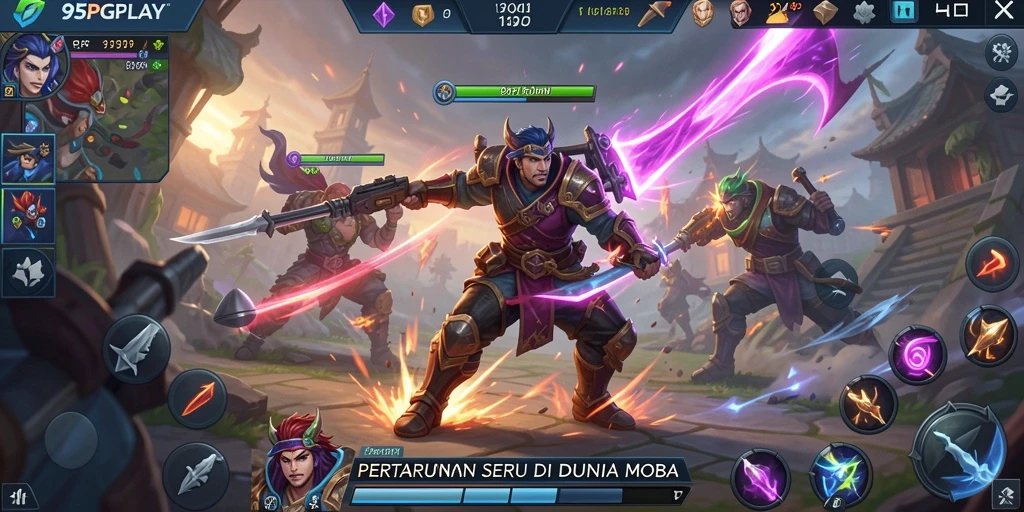 Screenshot gameplay 95PGPLAY dengan aksi seru di arena MOBA.