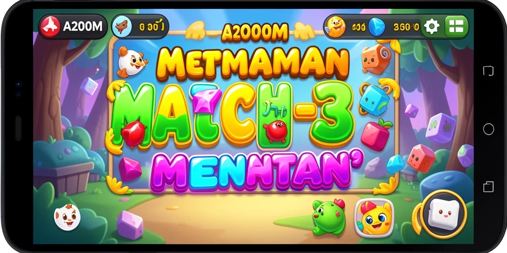 Tampilan gameplay A200M yang penuh warna dan seru.