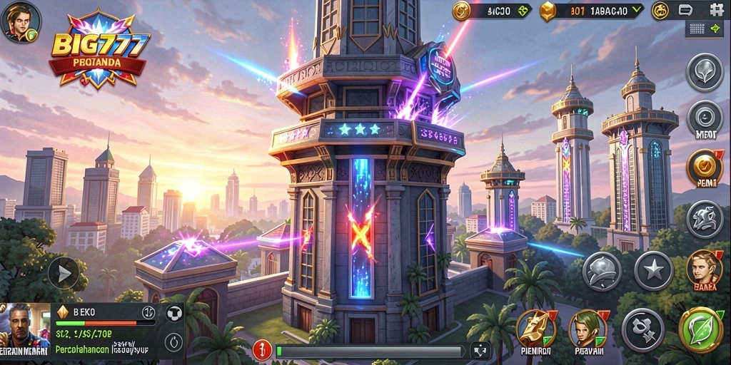Tampilan gameplay menara pertahanan yang seru dan strategis.
