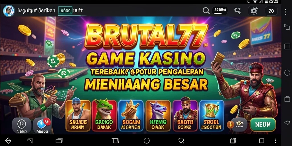 Tampilan screenshot utama dari gameplay Kasino BRUTAL77 yang menarik.