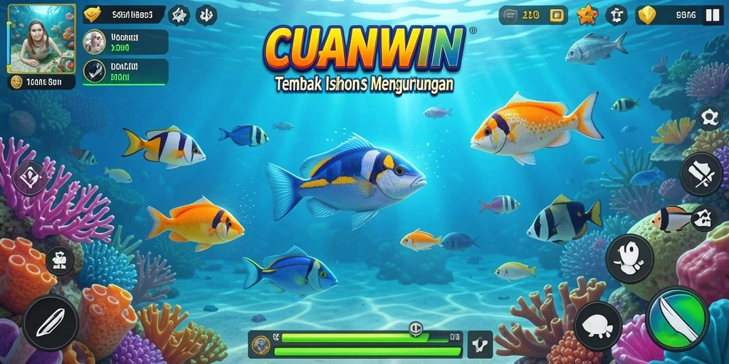 Tangkapan layar CUANWIN menunjukkan aksi menembak ikan yang seru.