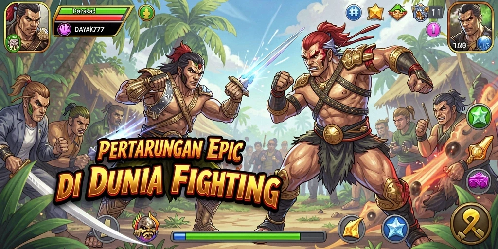 Gameplay Fighting seru di DAYAK777 dengan pertarungan dinamis.