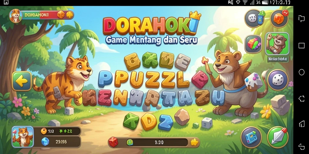 Screenshot menunjukkan gameplay DORAHOKI yang penuh teka-teki.