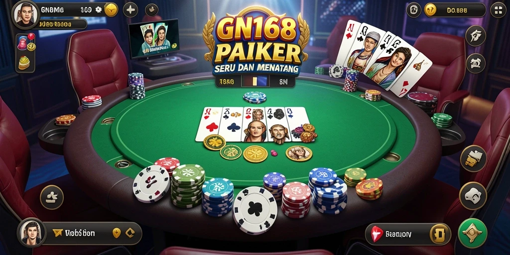 Tampilan gameplay Poker yang mendebarkan di GN168.