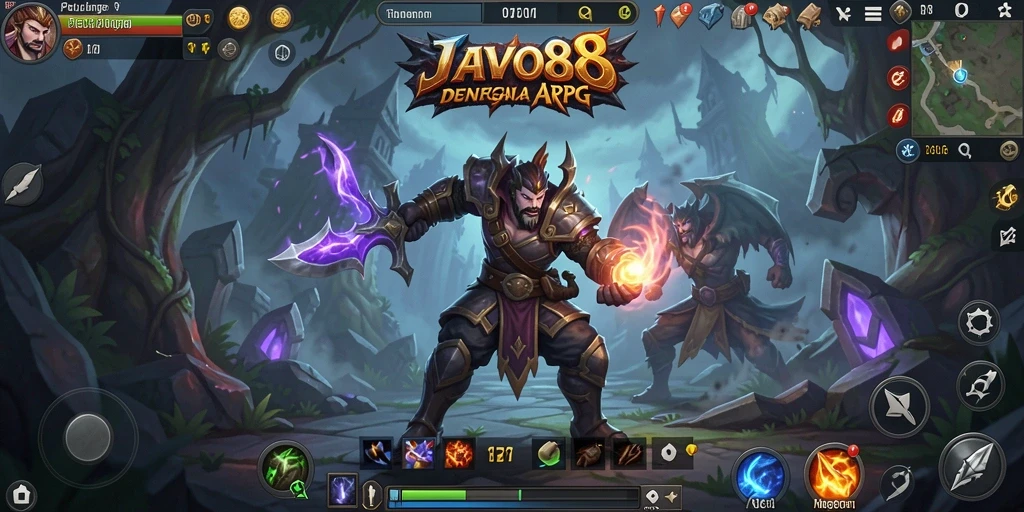 Screenshot utama menampilkan aksi seru gameplay ARPG JAVO88.