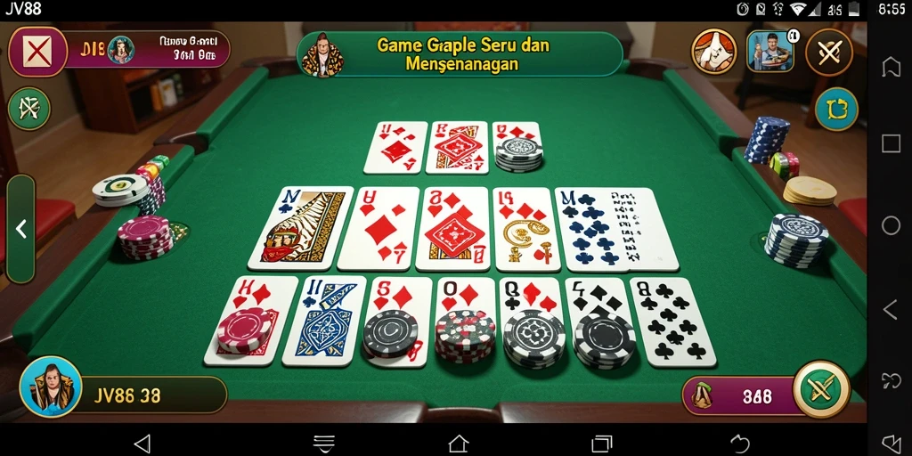 Screenshot gameplay JV88 menampilkan suasana seru bermain Gaple.