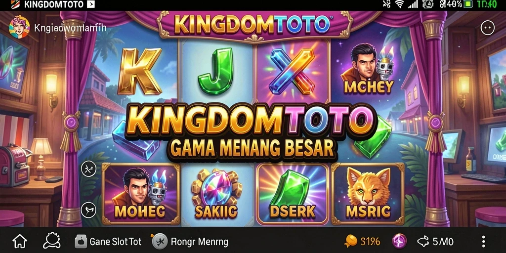 Screenshot gameplay KINGDOMTOTO yang menarik dengan tampilan slot yang penuh warna.