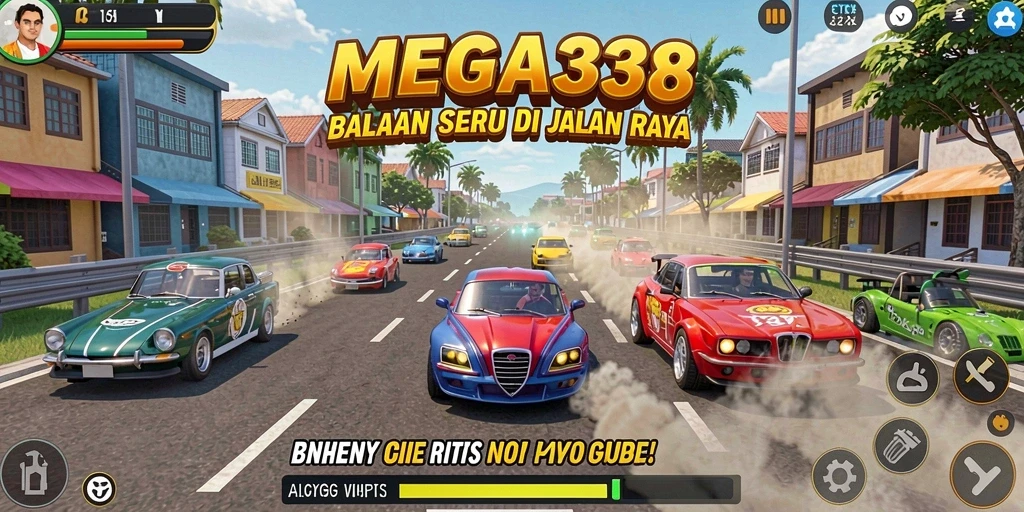 Gameplay mengesankan dari MEGA338 yang penuh aksi balapan.