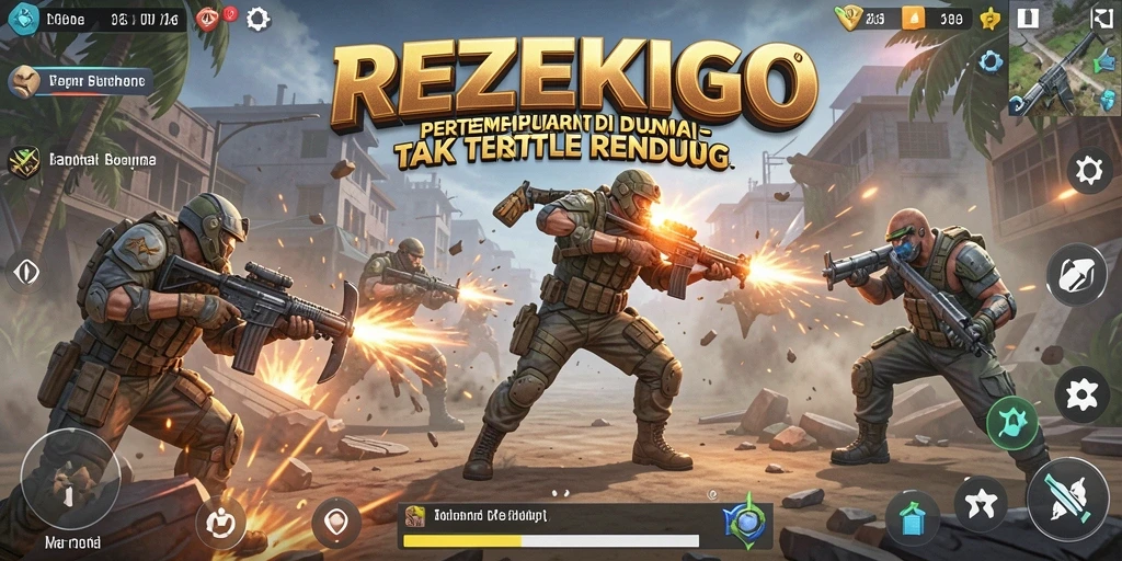 Tangkapan layar gameplay intens dari REZEKIGO dengan aksi Battle Royale.
