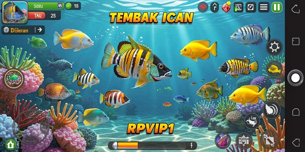 Tampilan gameplay seru RPVIP1 saat menembak ikan.