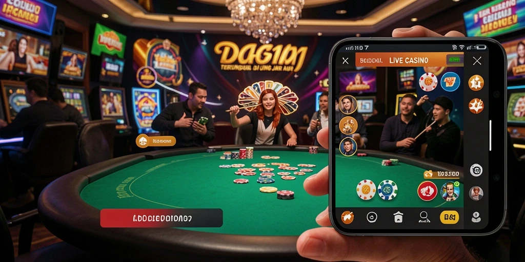 Screenshot gameplay Live Casino SD107 dengan dealer profesional dan pemain aktif.