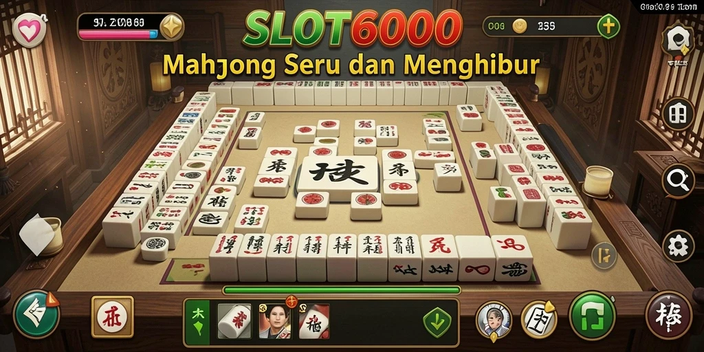 Screenshot utama SLOT6000 yang menunjukkan aksi gameplay Mahjong yang seru.
