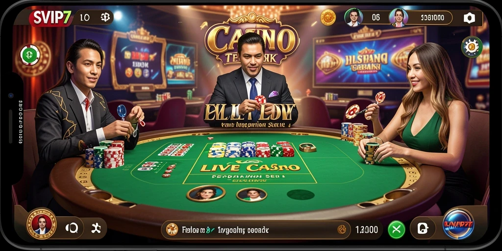 Tampilan gameplay Live Casino di SVIP7 dengan dealer profesional.