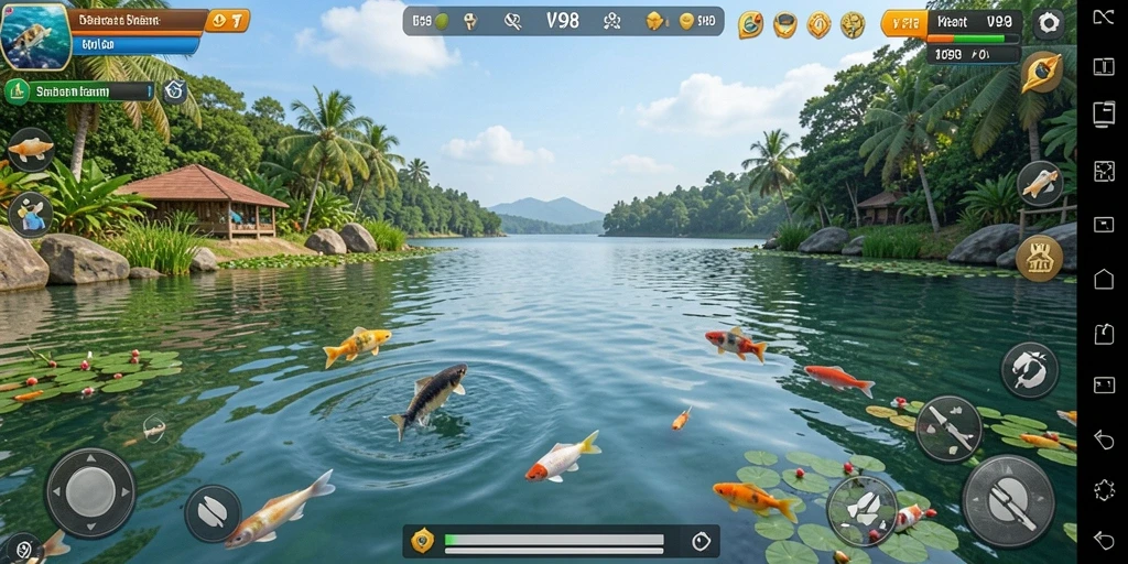 Tangkapan ikan yang memukau dalam gameplay V98.