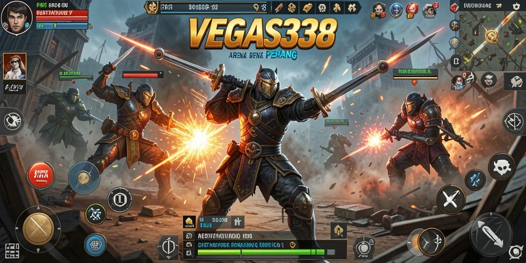 Tampilan bertarung intens dalam VEGAS338 dengan karakter yang dinamis.